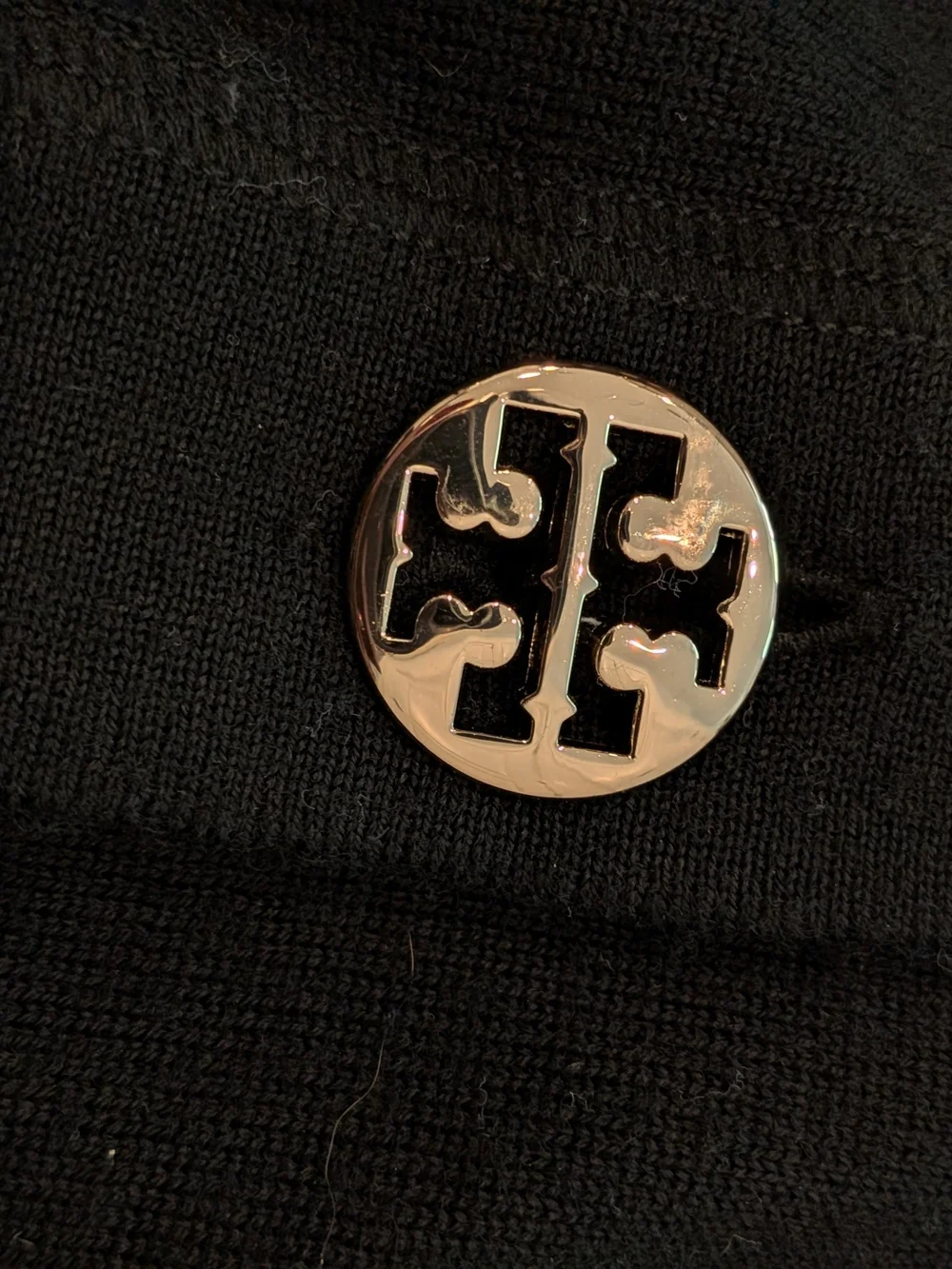Tory Burch Black V-Neck Button-Front Cardigan with Gold Buttons
